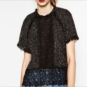 NWT Zara tweed and lace blouse sz XS